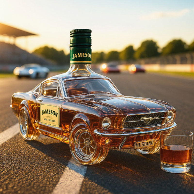Junips | Mustang Car Shaped Whiskey Decanter | 3D Design Glass Decanter for Spirits | Home Bar Use