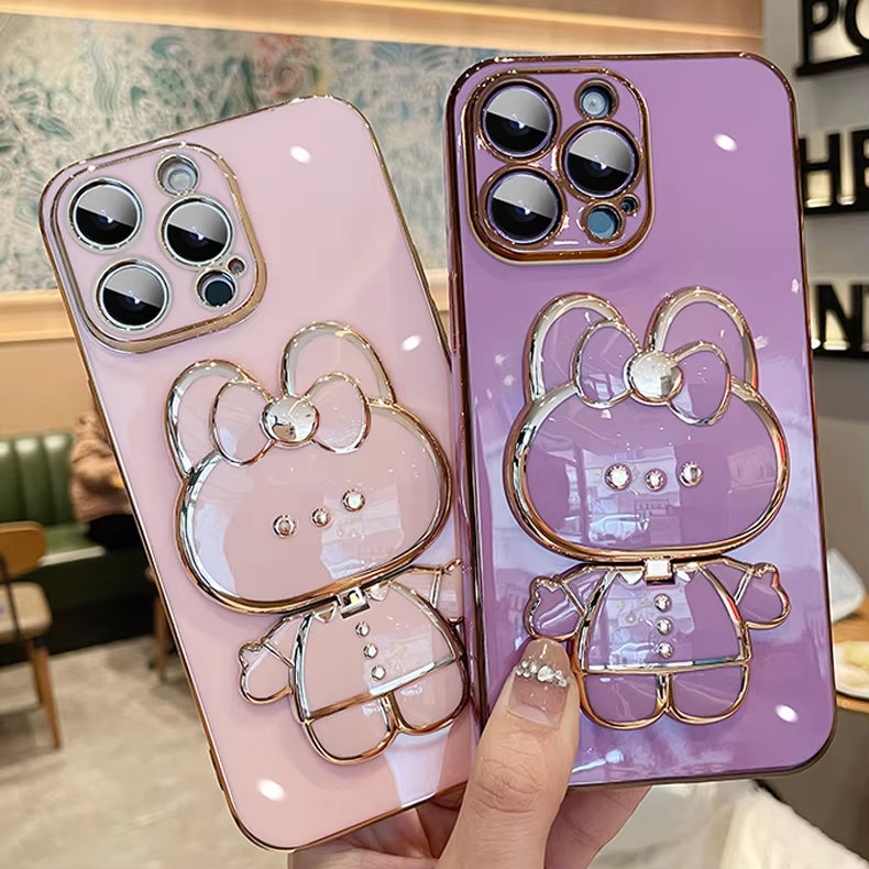 Junips | 3D Bunny  Korean Style Mirror iPhone Case