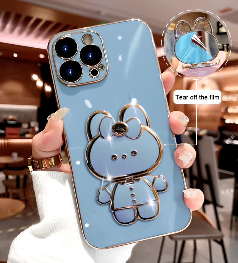 Junips | 3D Bunny  Korean Style Mirror iPhone Case