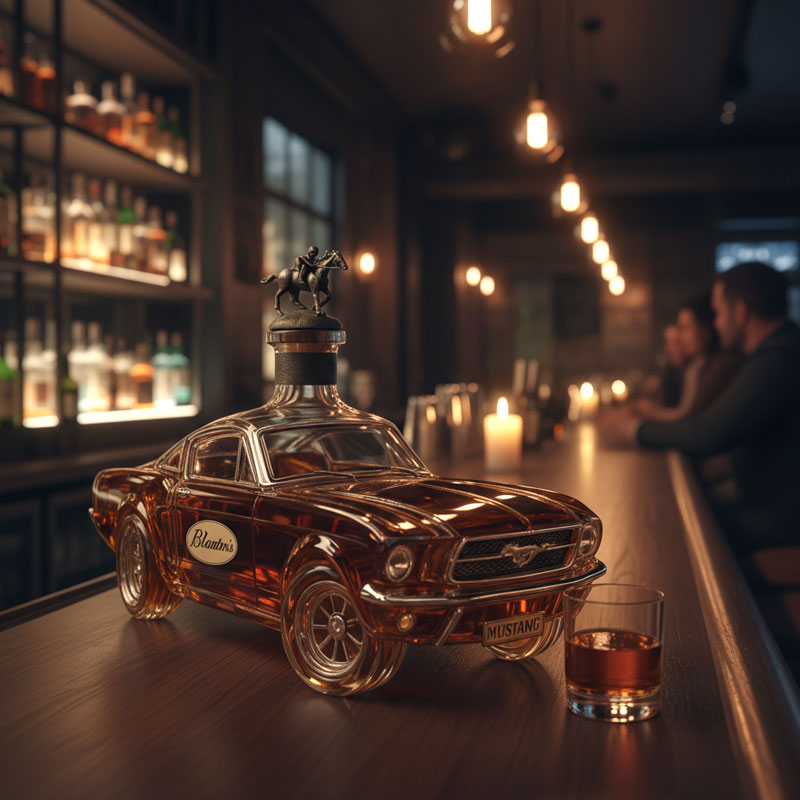 Junips | Mustang Car Shaped Whiskey Decanter | 3D Design Glass Decanter for Spirits | Home Bar Use