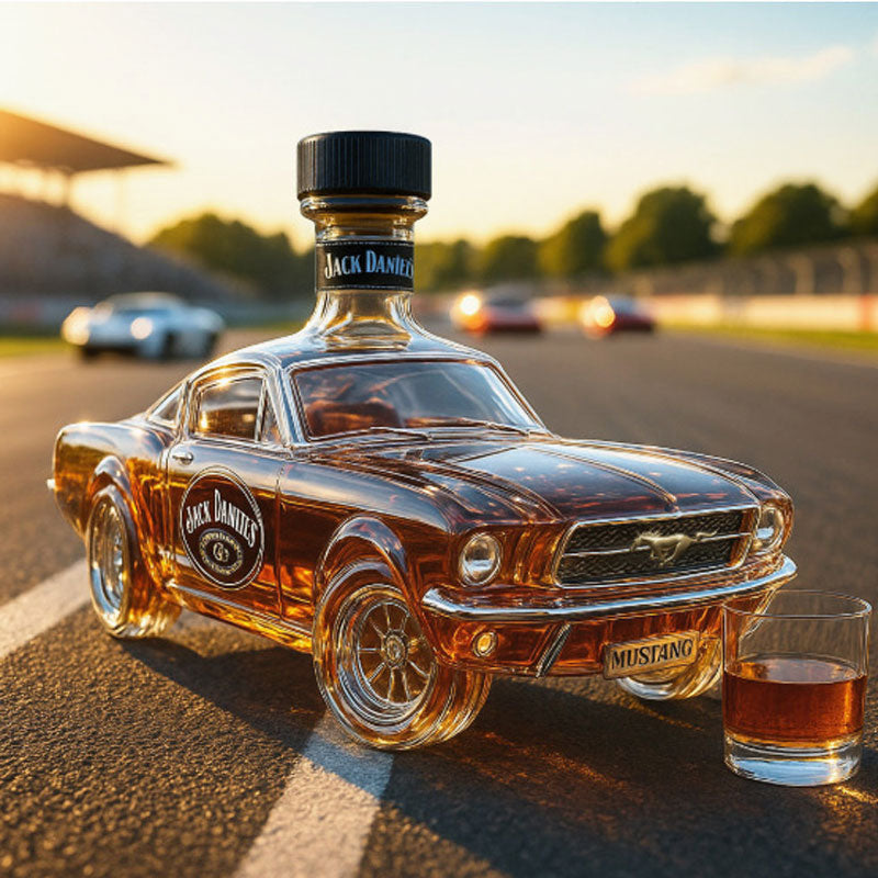 Junips | Mustang Car Shaped Whiskey Decanter | 3D Design Glass Decanter for Spirits | Home Bar Use