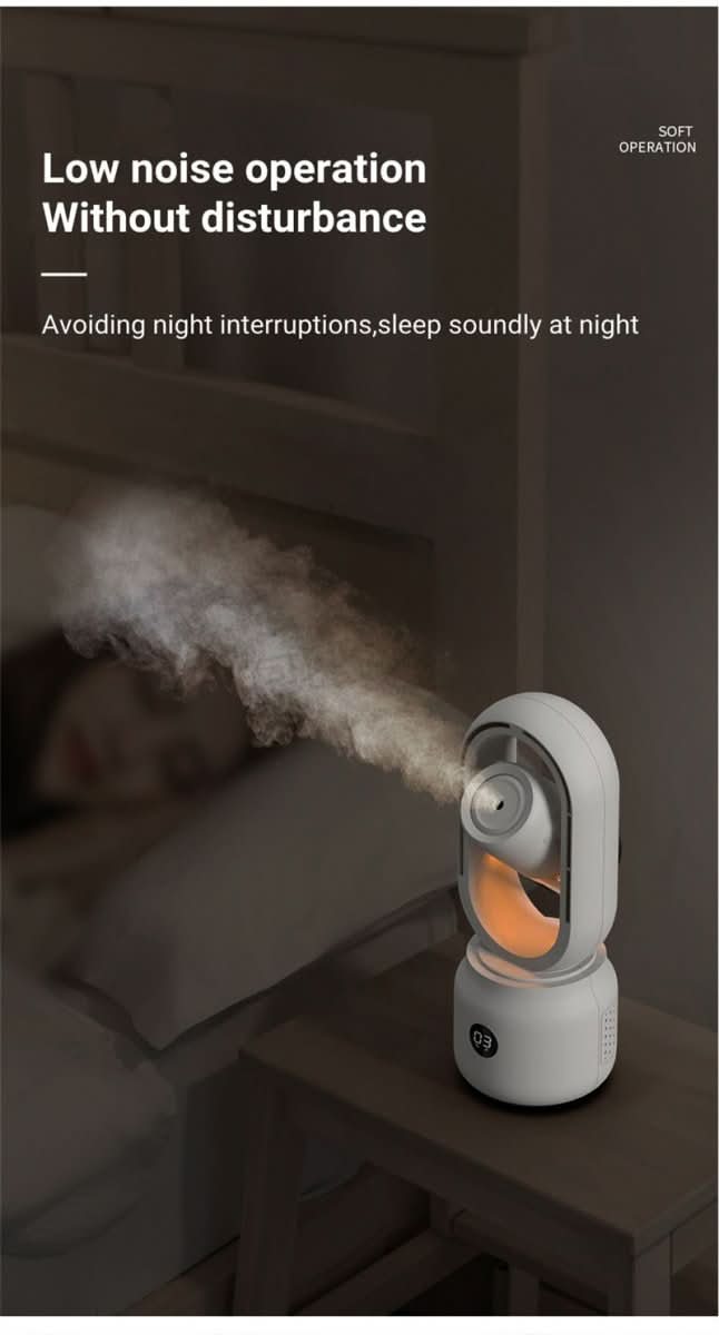 Junips | Portable fan without blades with humidifier and night light for refreshing comfort