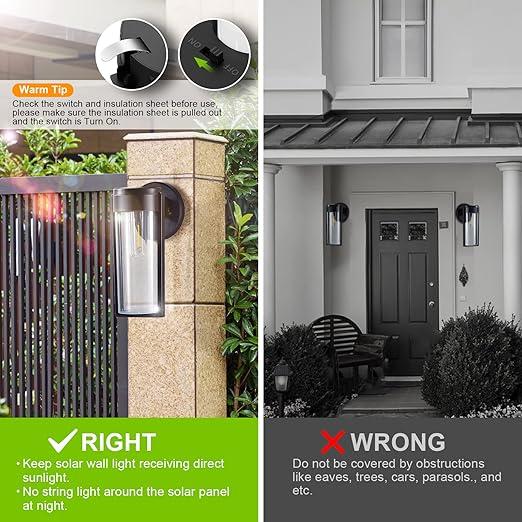 Junips | Solar Wall Lights Solar-powered Deck Lights, Automatic On/Off Waterproof Solar Outdoor Lights Wall-mounted Solar Decorative Lights for Wall Fence Patio Posts Garden Veranda