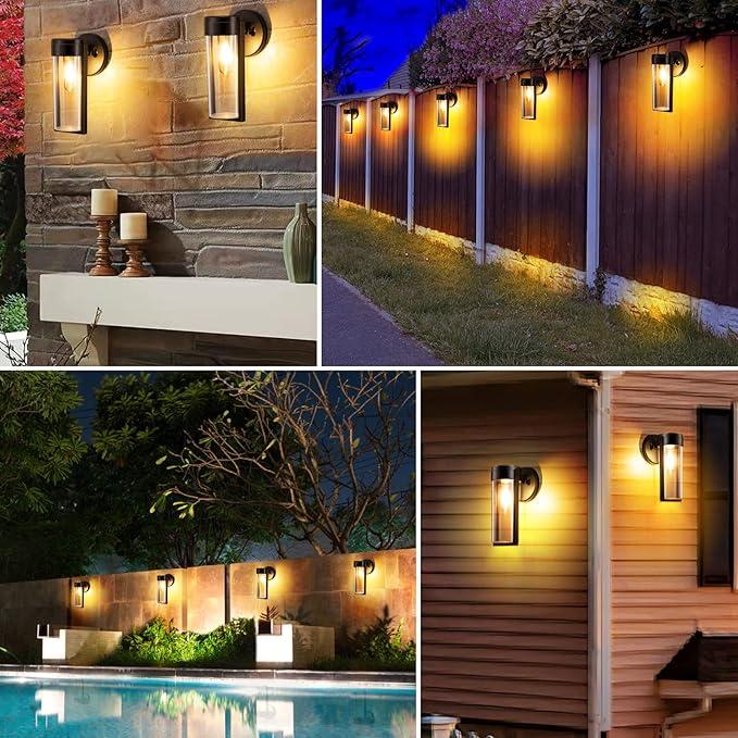 Junips | Solar Wall Lights Solar-powered Deck Lights, Automatic On/Off Waterproof Solar Outdoor Lights Wall-mounted Solar Decorative Lights for Wall Fence Patio Posts Garden Veranda