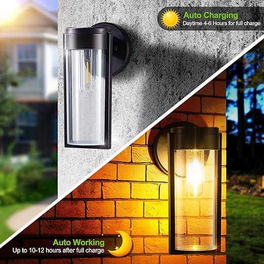 Junips | Solar Wall Lights Solar-powered Deck Lights, Automatic On/Off Waterproof Solar Outdoor Lights Wall-mounted Solar Decorative Lights for Wall Fence Patio Posts Garden Veranda