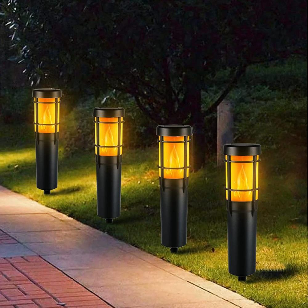 Junips | Solar Path Lights for Outdoor Use, with Flickering Flame and RGB Color Changing, LED Solar Outdoor Lights for Yard, Garden, Path, Lawn - IP65 Waterproof