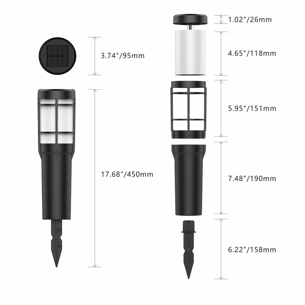 Junips | Solar Path Lights for Outdoor Use, with Flickering Flame and RGB Color Changing, LED Solar Outdoor Lights for Yard, Garden, Path, Lawn - IP65 Waterproof