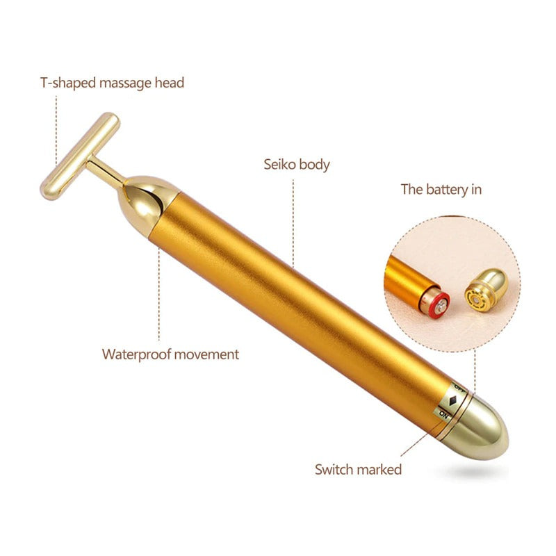 Junips | Energy 24K Gold T Beauty Bar Facial Roller Massager