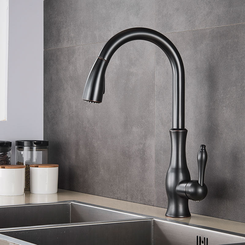 Junips | Brass Kitchen Faucet Pull Out Mixer Sink Water Tap 360 Rotation Single Handle