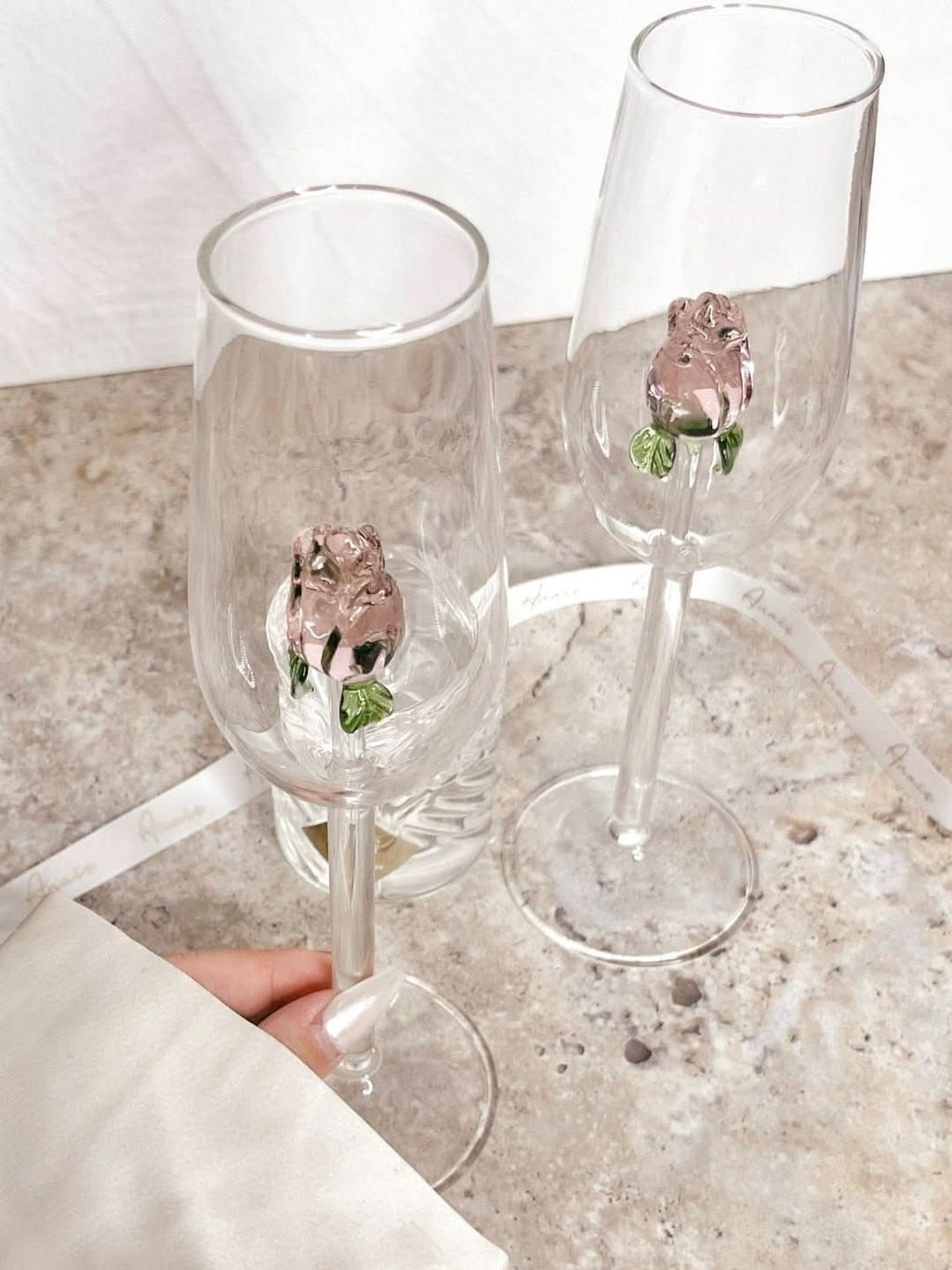 Junips | La Vie En Rose | Champagne Glass - Handmade