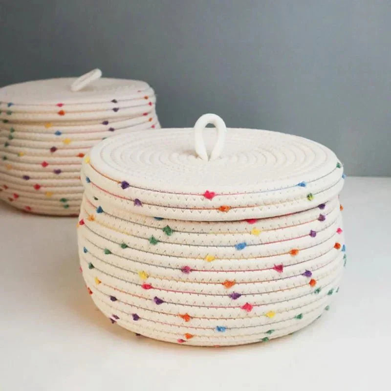 Junips | Large storage basket made of cotton rope with lid