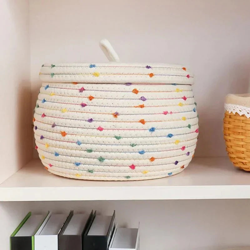 Junips | Large storage basket made of cotton rope with lid