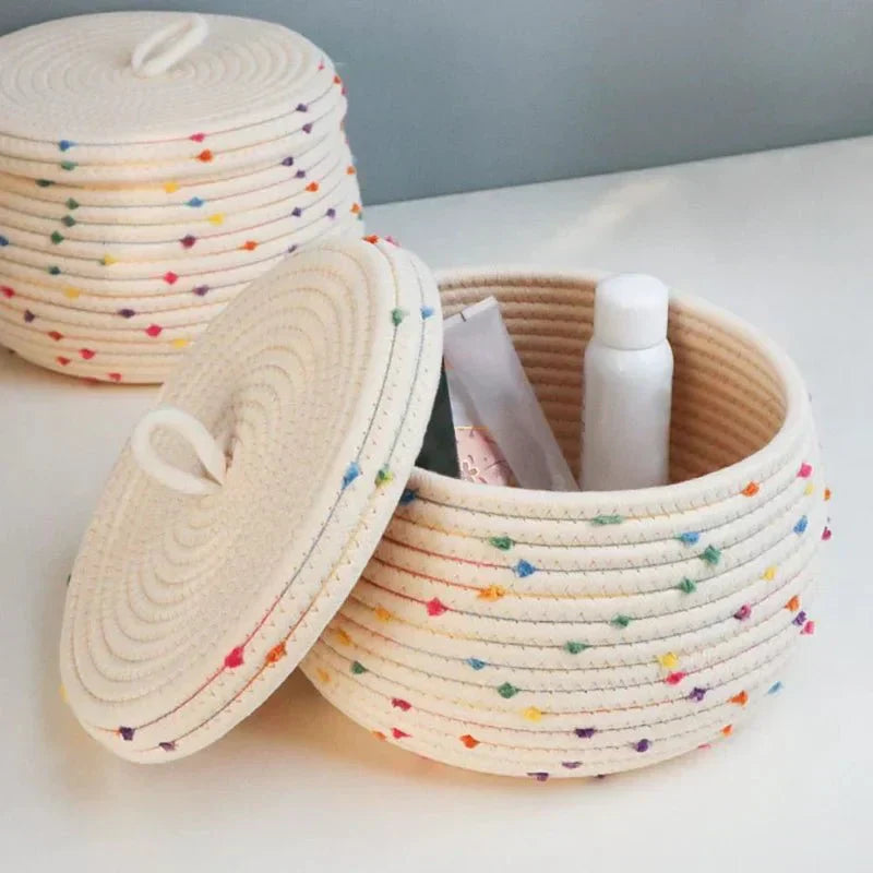 Junips | Large storage basket made of cotton rope with lid