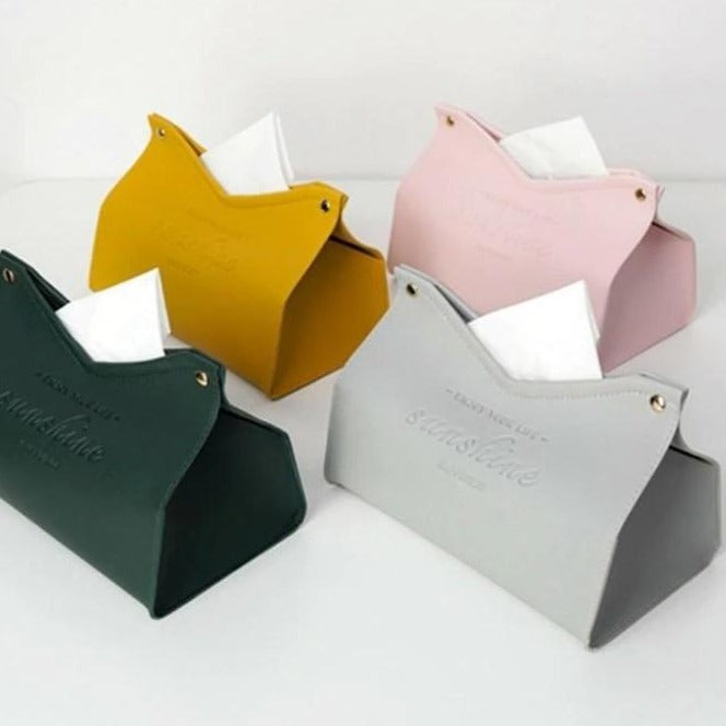 Junips | Logan Faux Leather Tissue Box