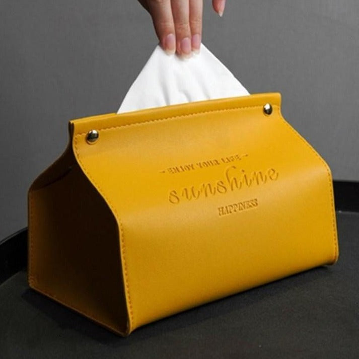 Junips | Logan Faux Leather Tissue Box