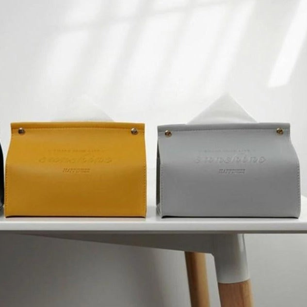 Junips | Logan Faux Leather Tissue Box