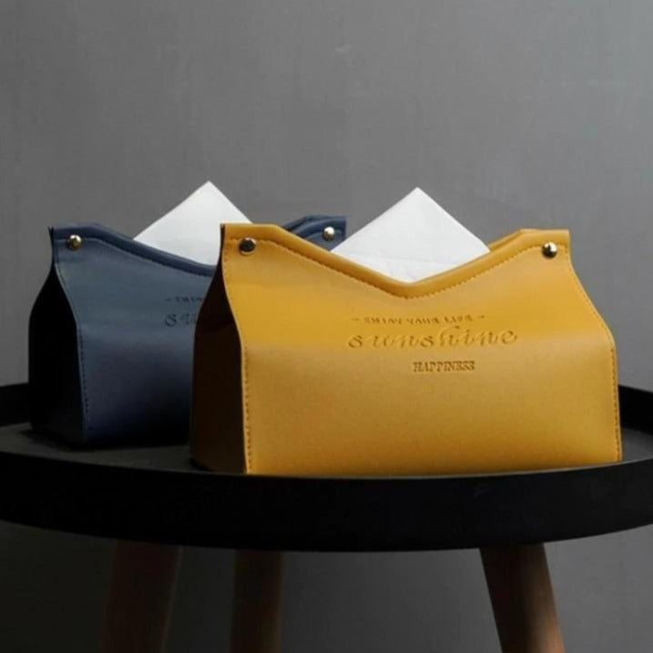 Junips | Logan Faux Leather Tissue Box