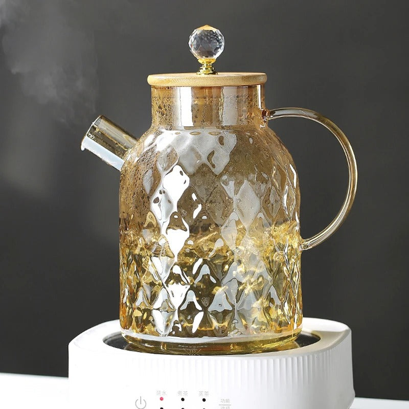 Junips | Classic Crystal Teapot | Glass & Wood