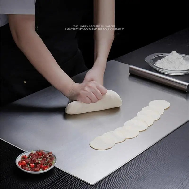 Junips | High-quality cutting board made of stainless steel with edge – ideal for homemade pizza, pastries, and more!