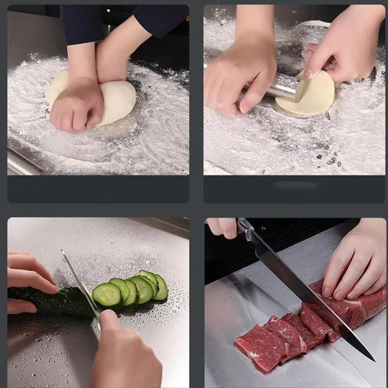 Junips | High-quality cutting board made of stainless steel with edge – ideal for homemade pizza, pastries, and more!
