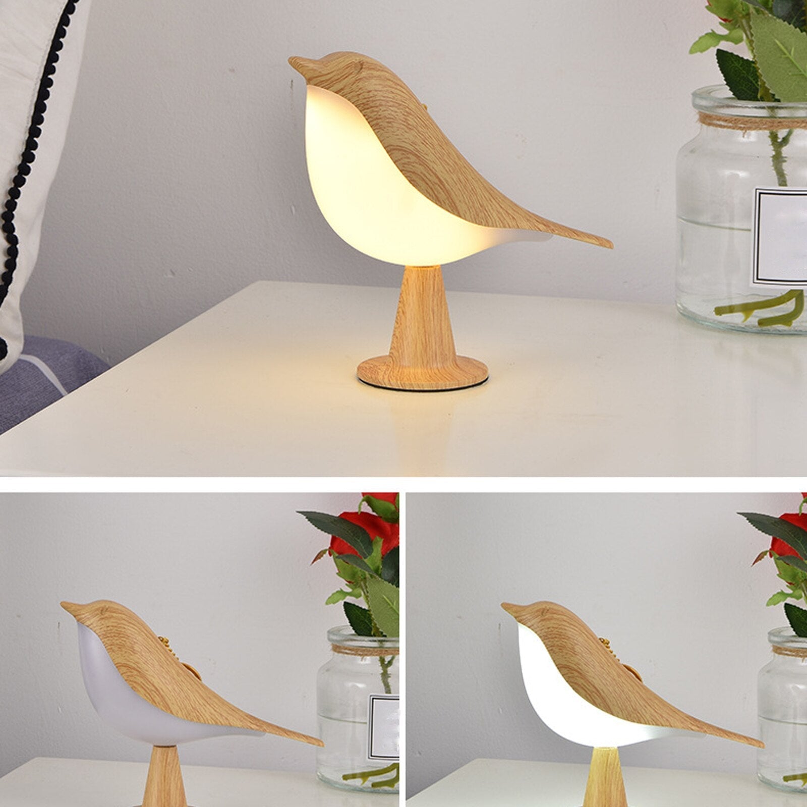 Junips | Table Lamp Bird Shape Wood Effect LED
