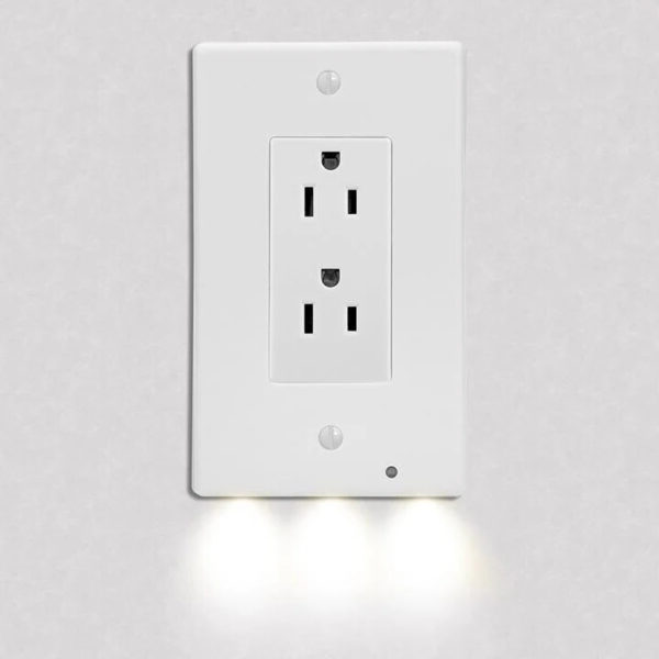 Junips | Pack 4x LED Night Light Outlet Cover | Energy-Efficient, Automatic Sensor & Safe for Kids' Rooms