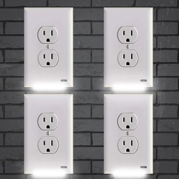 Junips | Pack 4x LED Night Light Outlet Cover | Energy-Efficient, Automatic Sensor & Safe for Kids' Rooms