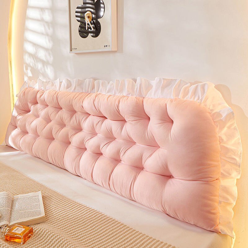Junips | Pink Tatami Pillow Headboard - Bed Sleeping Neck Body Pillow, Large Back Support Pillow for Bedroom Decor