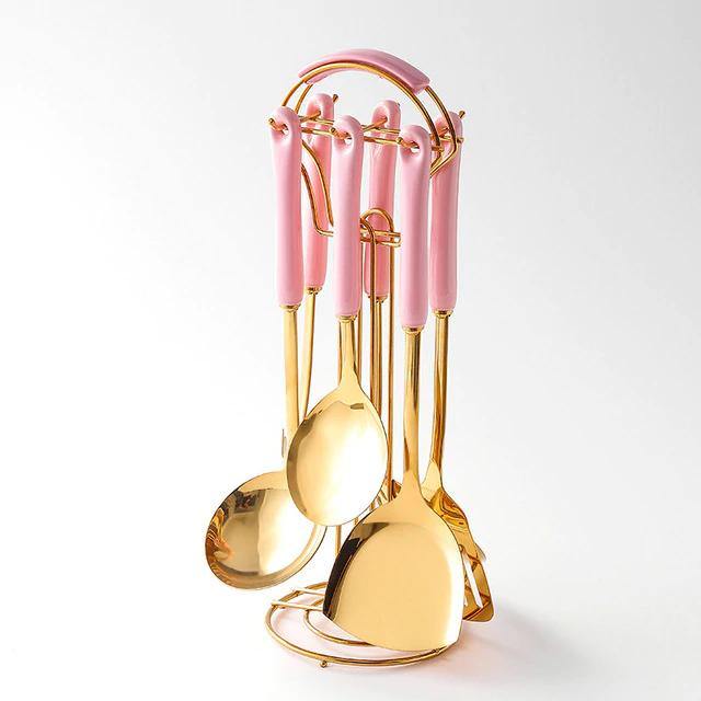 Junips | Golden Kitchen Utensils with Stand