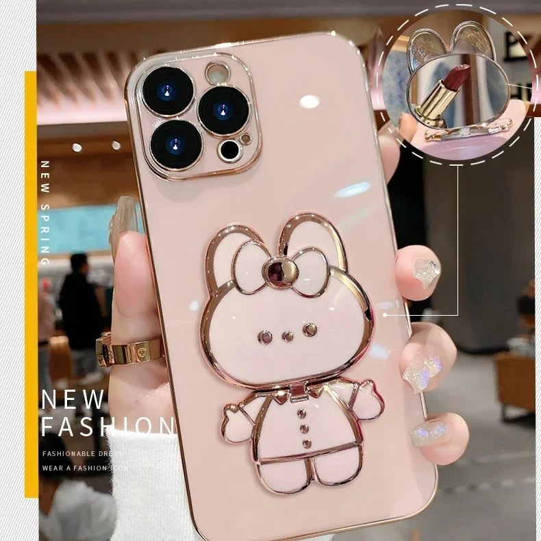 Junips | 3D Bunny  Korean Style Mirror iPhone Case