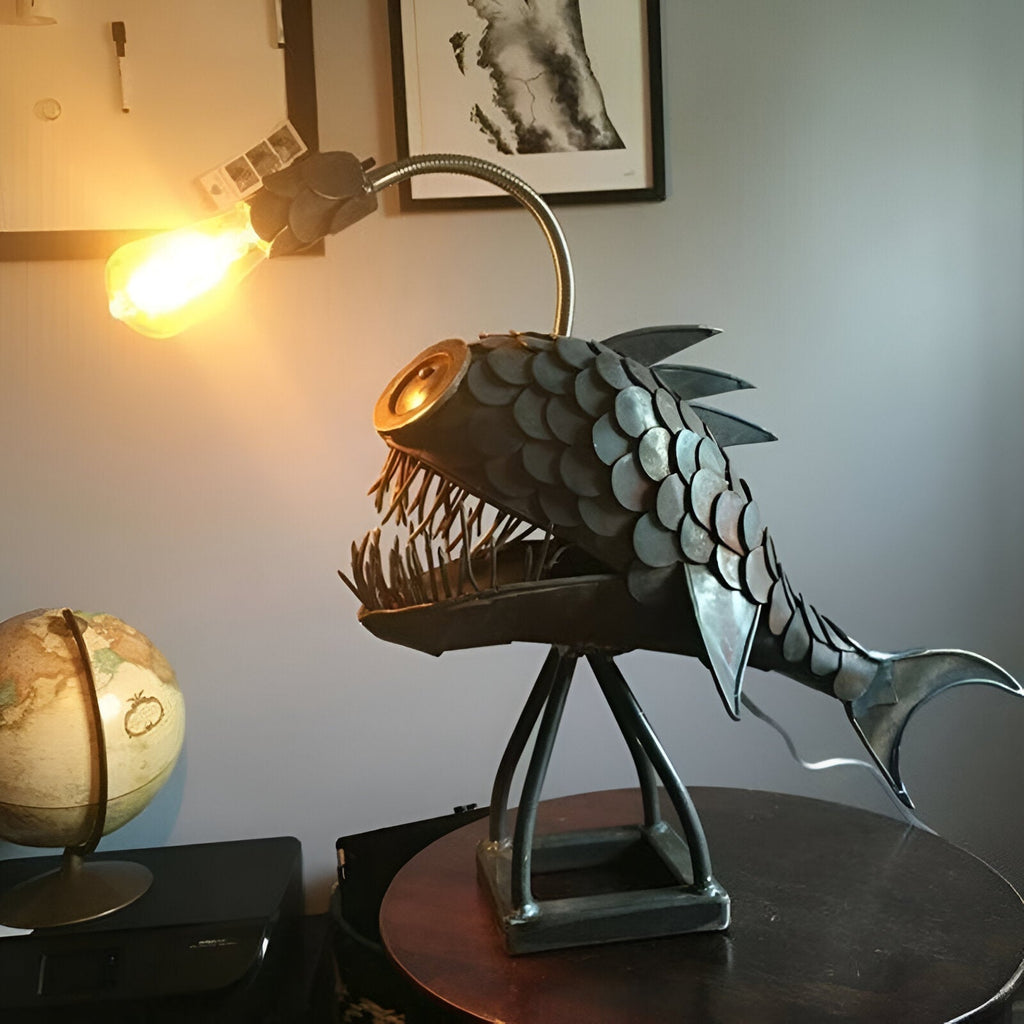 Junips | Steampunk Angler Fish Lamp – Cool & Unusual Floor Lamp for Your Home