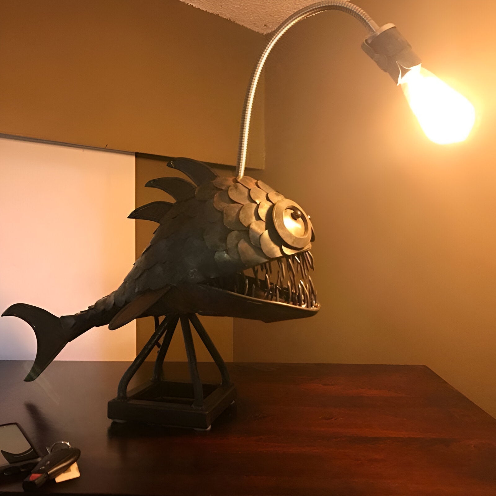 Junips | Steampunk Angler Fish Lamp – Cool & Unusual Floor Lamp for Your Home
