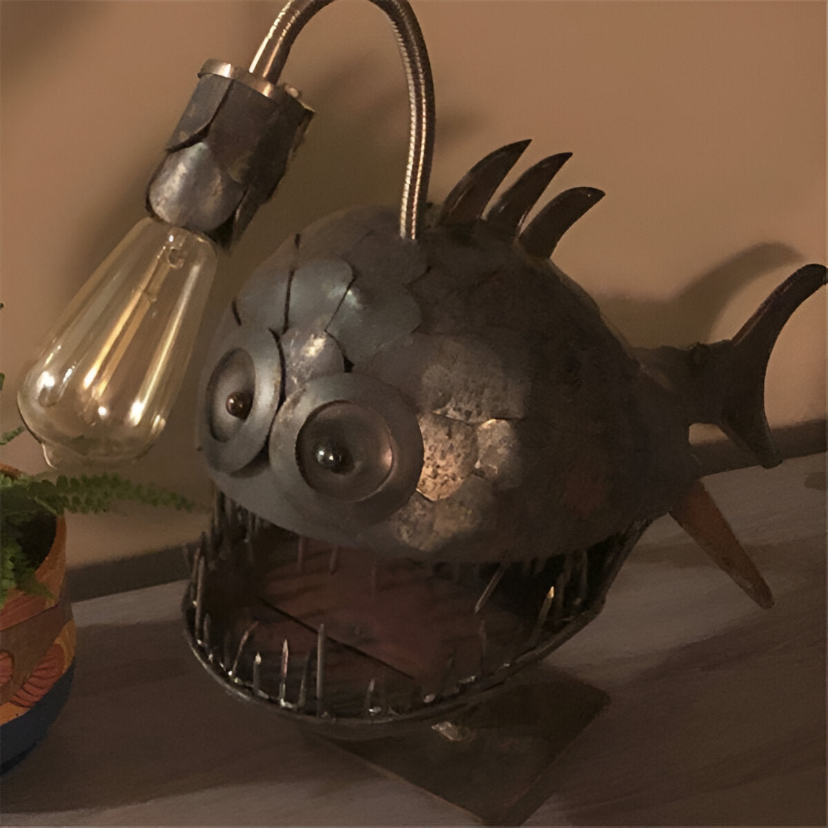 Junips | Steampunk Angler Fish Lamp – Cool & Unusual Floor Lamp for Your Home