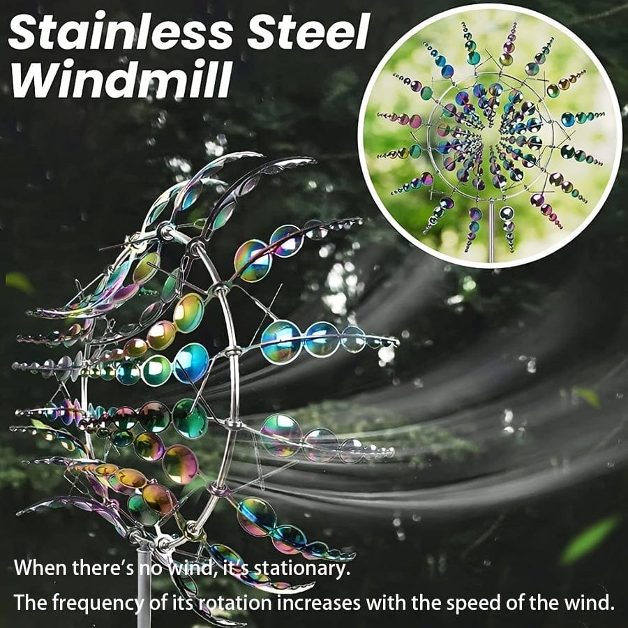 Junips | 1 Piece Magical Metal Windmill, 3D Metal Outdoor Wind Chime for Yard and Garden, Unique Metal Kinetic Wind Sculptures & Wind Chime, Wind Catcher Metal Outdoor Lawn Terrace Decoration Wind Sculpture