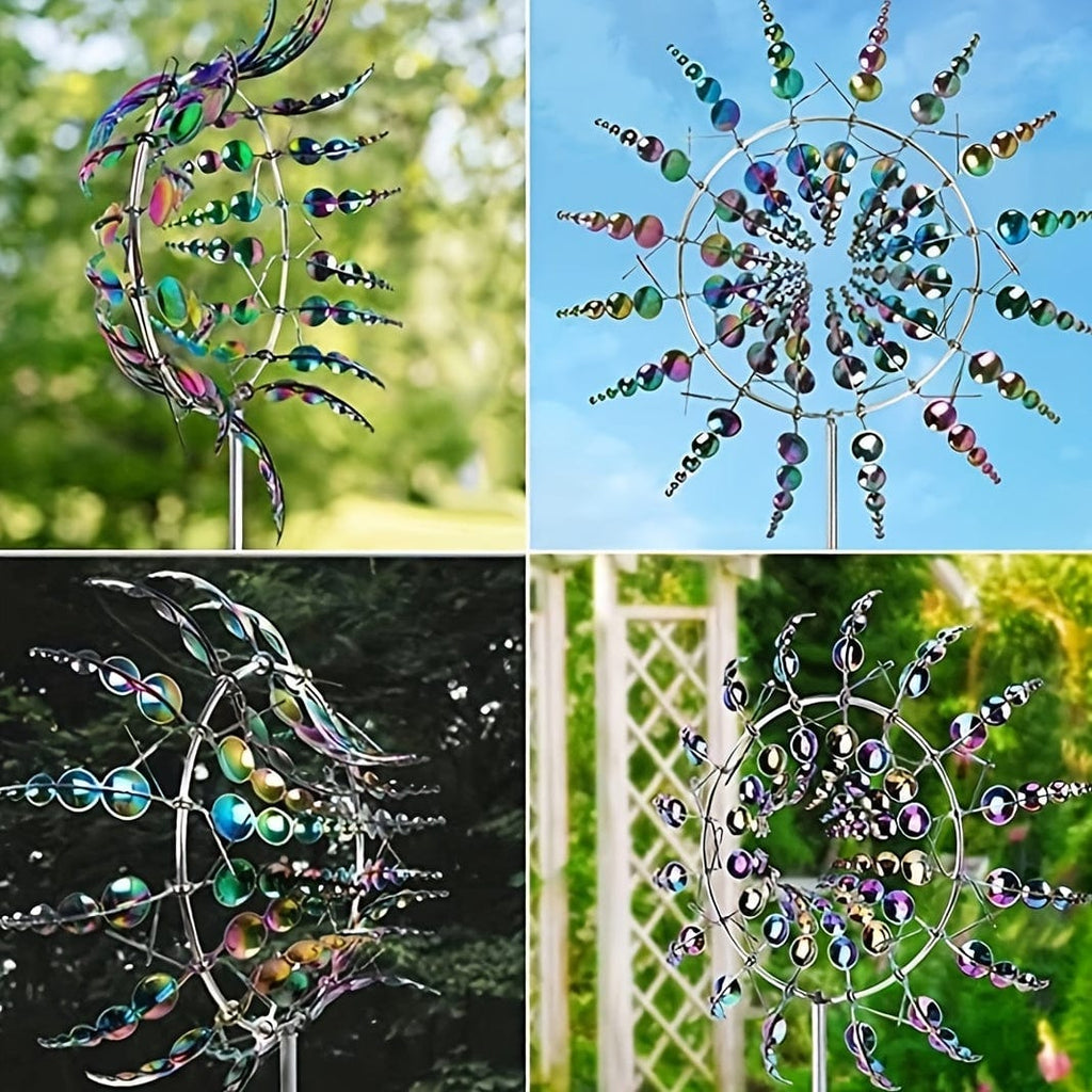 Junips | 1 Piece Magical Metal Windmill, 3D Metal Outdoor Wind Chime for Yard and Garden, Unique Metal Kinetic Wind Sculptures & Wind Chime, Wind Catcher Metal Outdoor Lawn Terrace Decoration Wind Sculpture