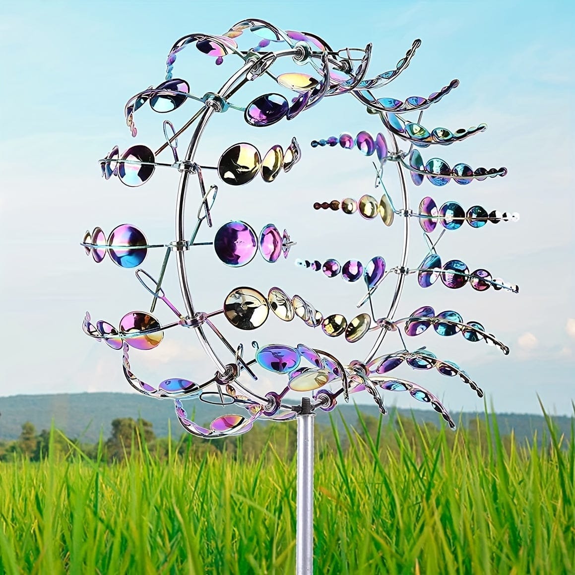 Junips | 1 Piece Magical Metal Windmill, 3D Metal Outdoor Wind Chime for Yard and Garden, Unique Metal Kinetic Wind Sculptures & Wind Chime, Wind Catcher Metal Outdoor Lawn Terrace Decoration Wind Sculpture