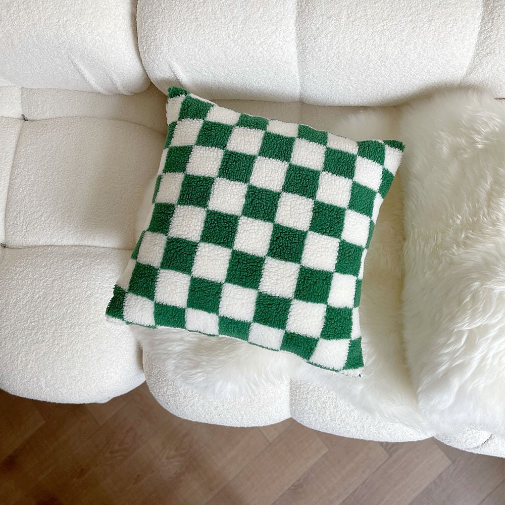Junips | Plush Fleece Checkered Pillowcase