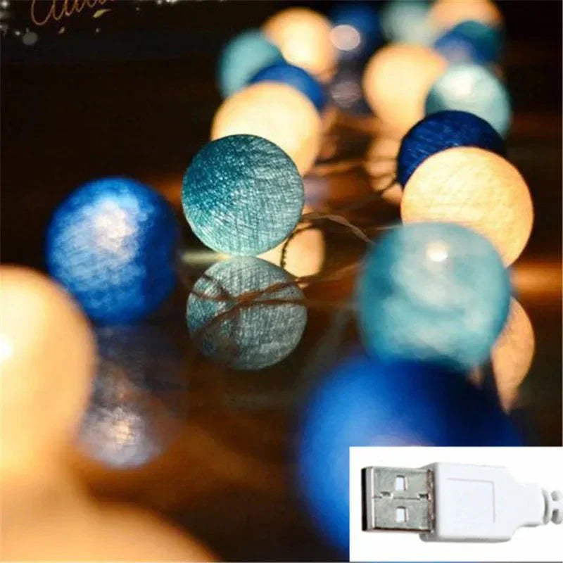Junips | Pretty Pastel Cotton Ball Fairy Lights Garland