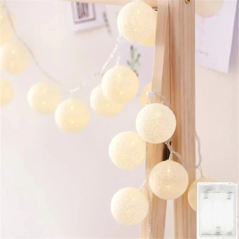 Junips | Pretty Pastel Cotton Ball Fairy Lights Garland