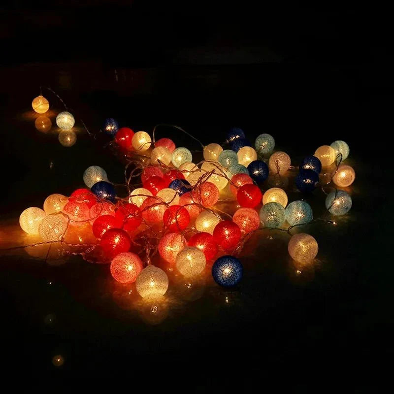 Junips | Pretty Pastel Cotton Ball Fairy Lights Garland