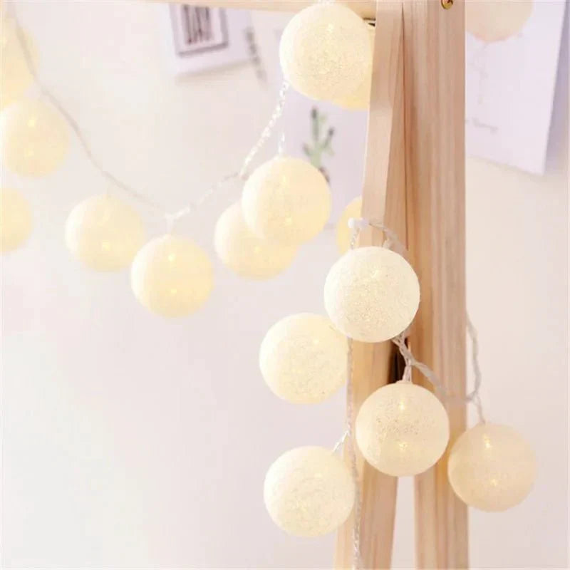 Junips | Pretty Pastel Cotton Ball Fairy Lights Garland