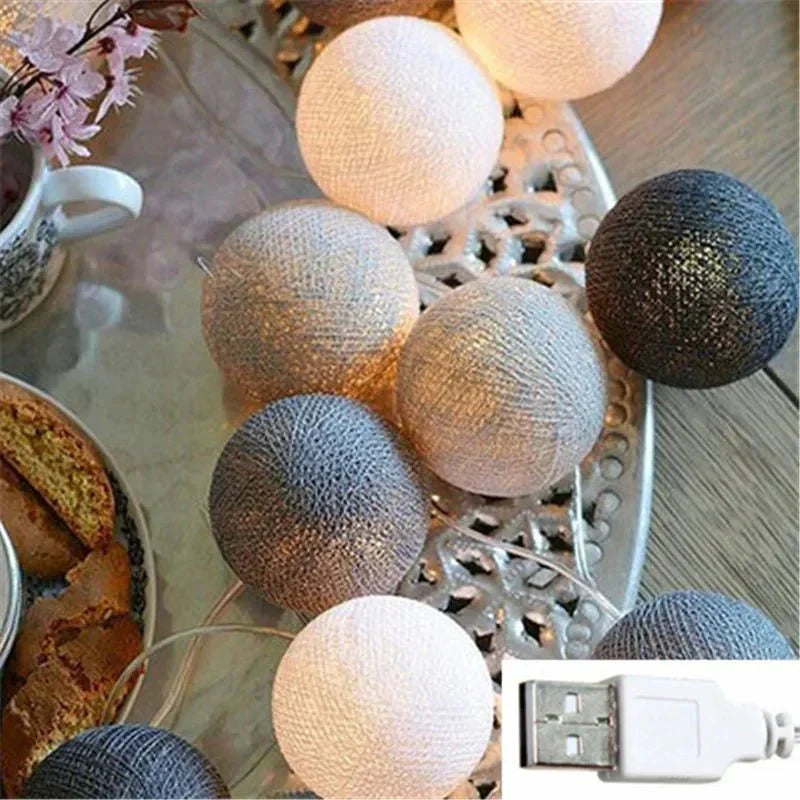 Junips | Pretty Pastel Cotton Ball Fairy Lights Garland