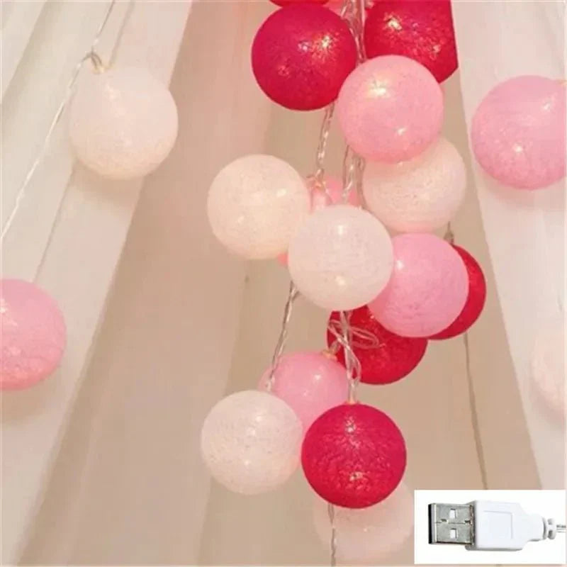 Junips | Pretty Pastel Cotton Ball Fairy Lights Garland