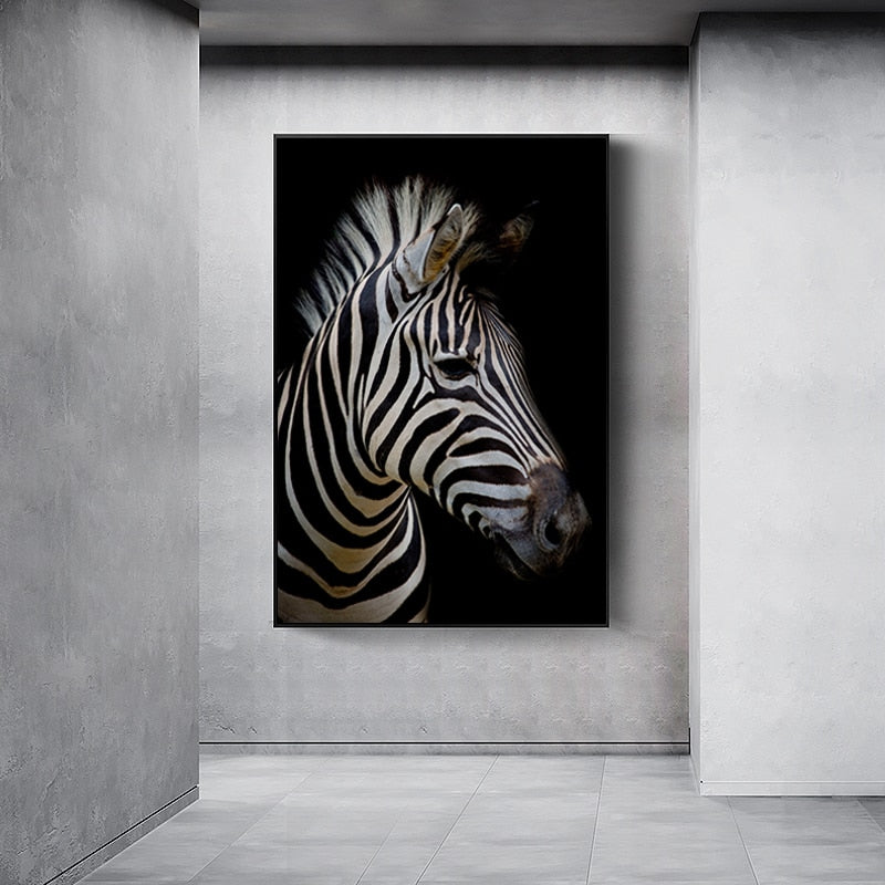 Junips | Nature Wild Animals Africa Wildlife Black White - Canvas Wall Art Painting