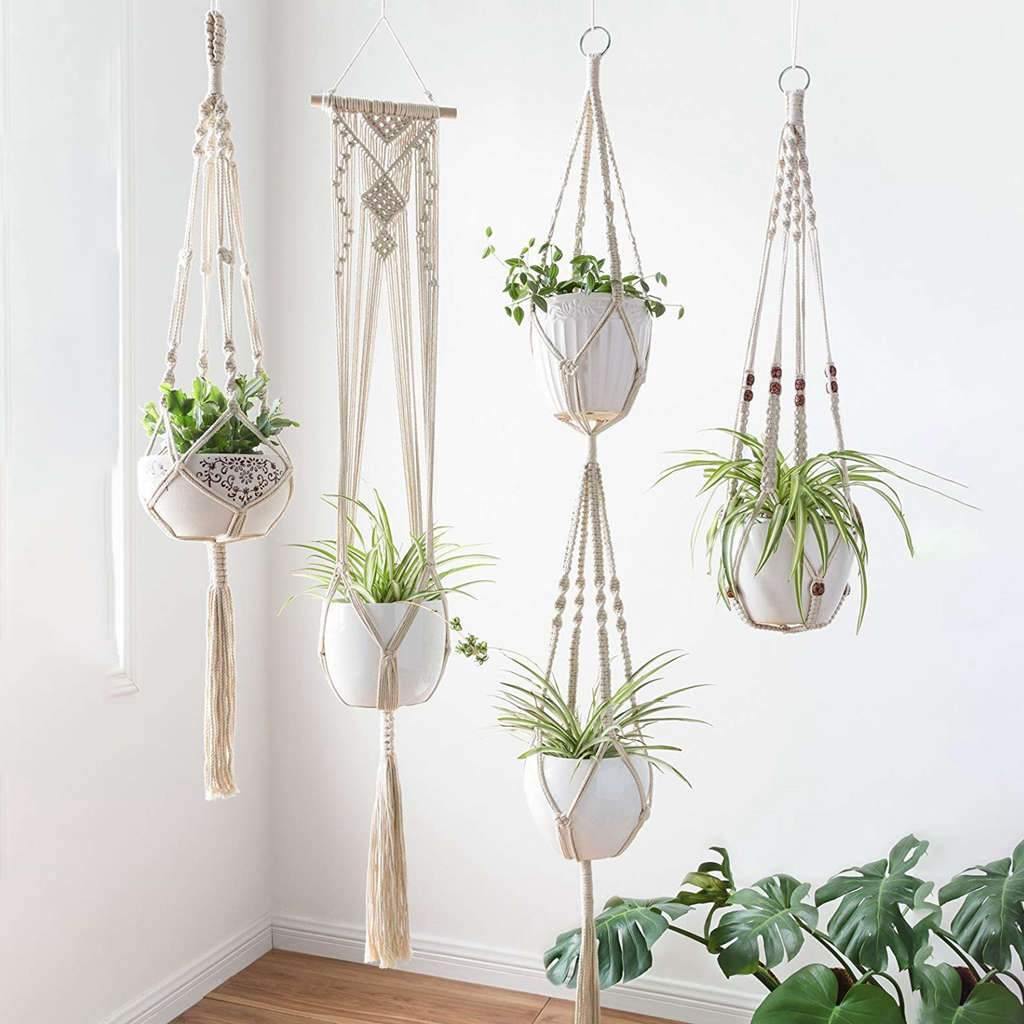 Junips | 4-piece handmade Boho macrame plant hanger set