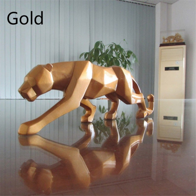 Junips | Modern Resin Geometric Black Panther Sculpture