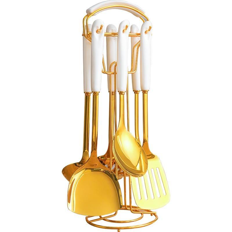 Junips | Golden Kitchen Utensils with Stand