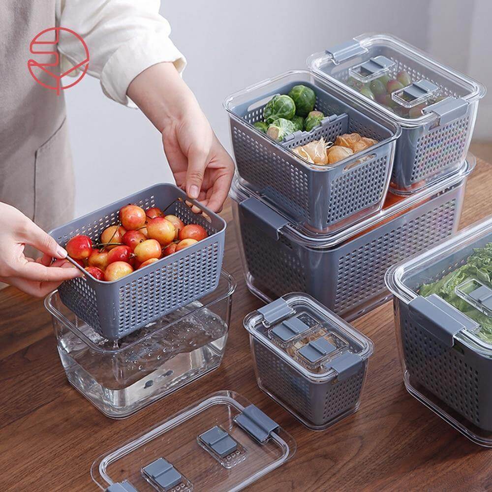 Junips | Multifunctional Vegetable & Fruit Refrigerator Drainage Organizer Box with Lid