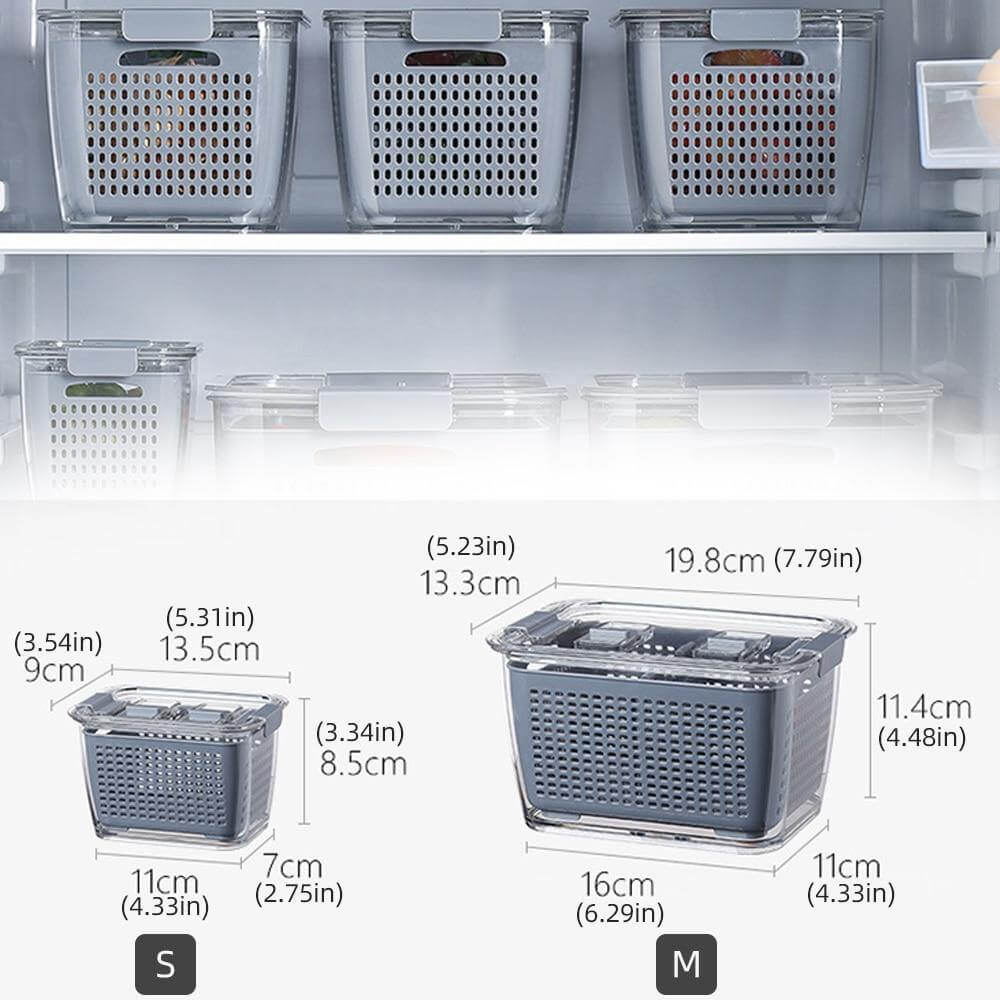 Junips | Multifunctional Vegetable & Fruit Refrigerator Drainage Organizer Box with Lid