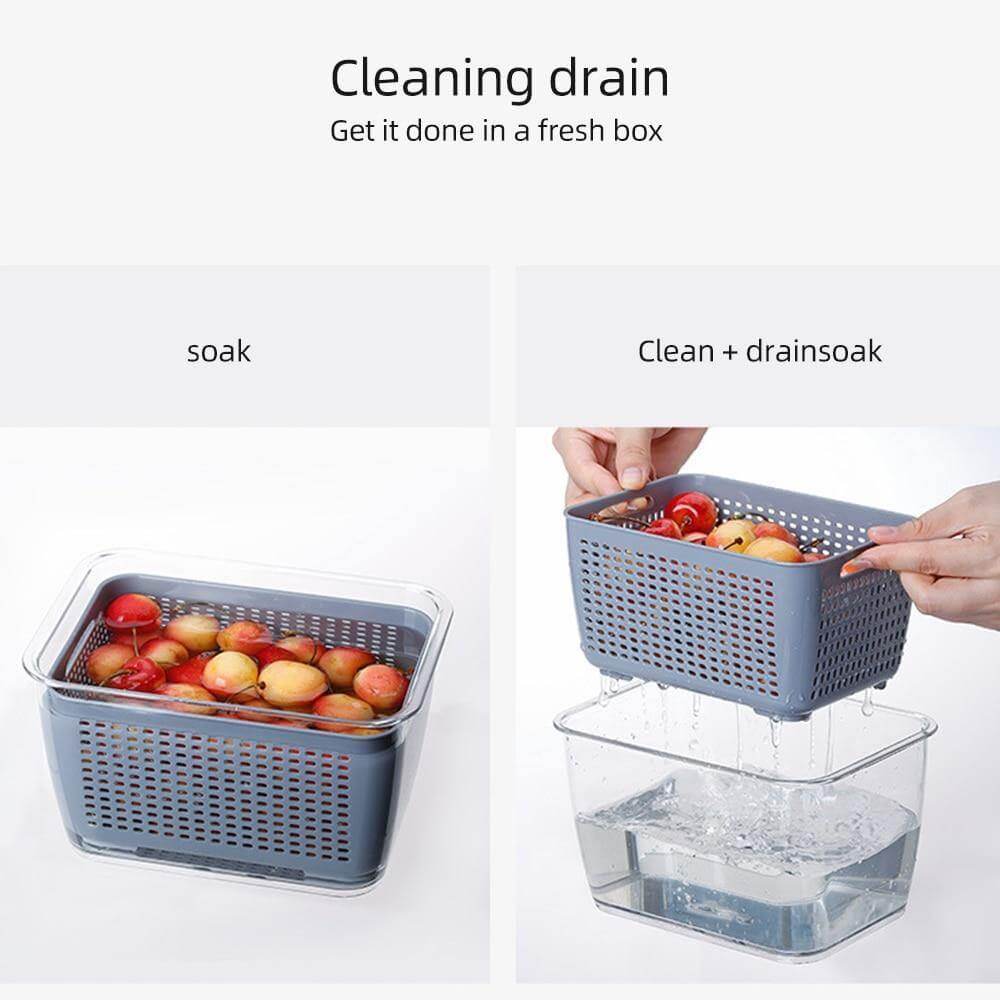 Junips | Multifunctional Vegetable & Fruit Refrigerator Drainage Organizer Box with Lid
